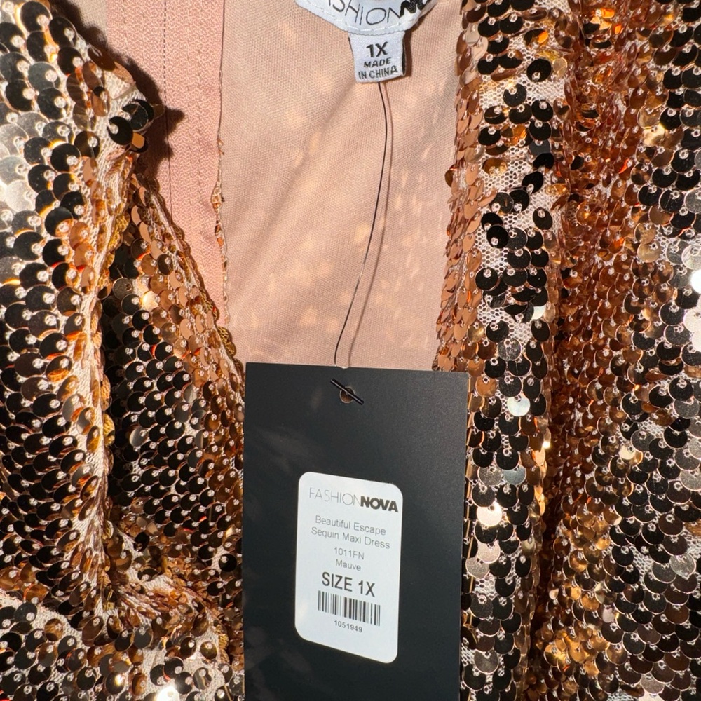 Sexy high slit gold sequin dress